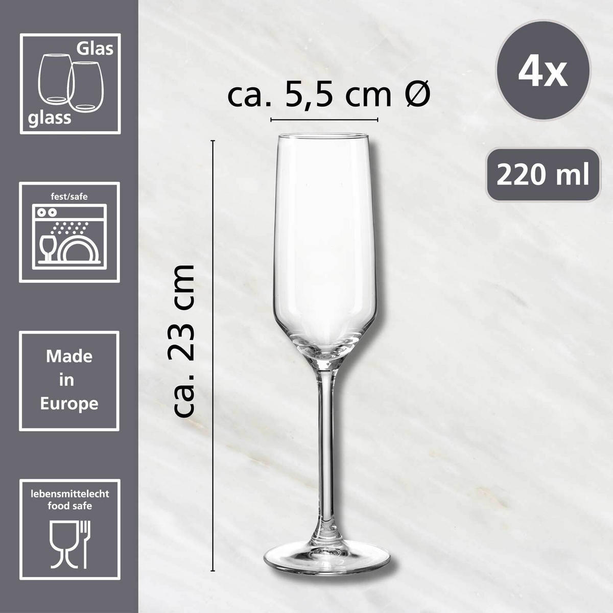 SEKTGLÄSER Rumba transparent 220 ml 4er Set - Transparent, Glas (0.22L) - Ritzenhoff Breker