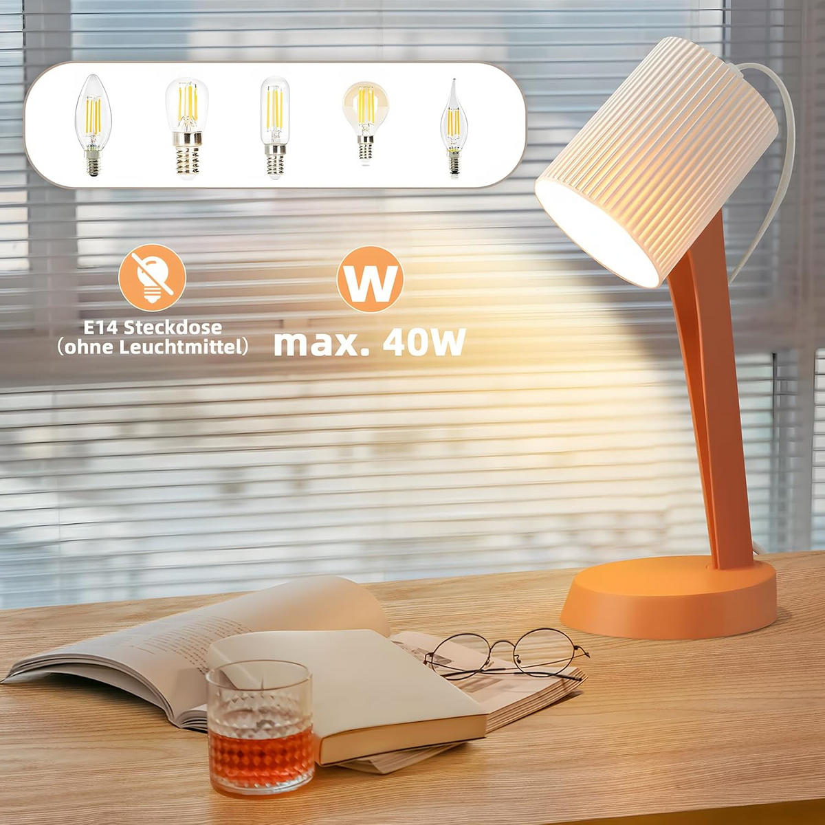 TISCHLEUCHTE MYCH 37.4/19.5/14 cm （2er-set） - Orange, Metall (14/37.4/19.5cm) - ZMH