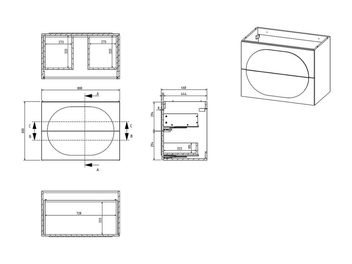 WASCHTISCHUNTERSCHRANK hängend - Grün - 80 cm - VUTOMA - Grün, Holz (80/60/46cm) - Vente-Unique