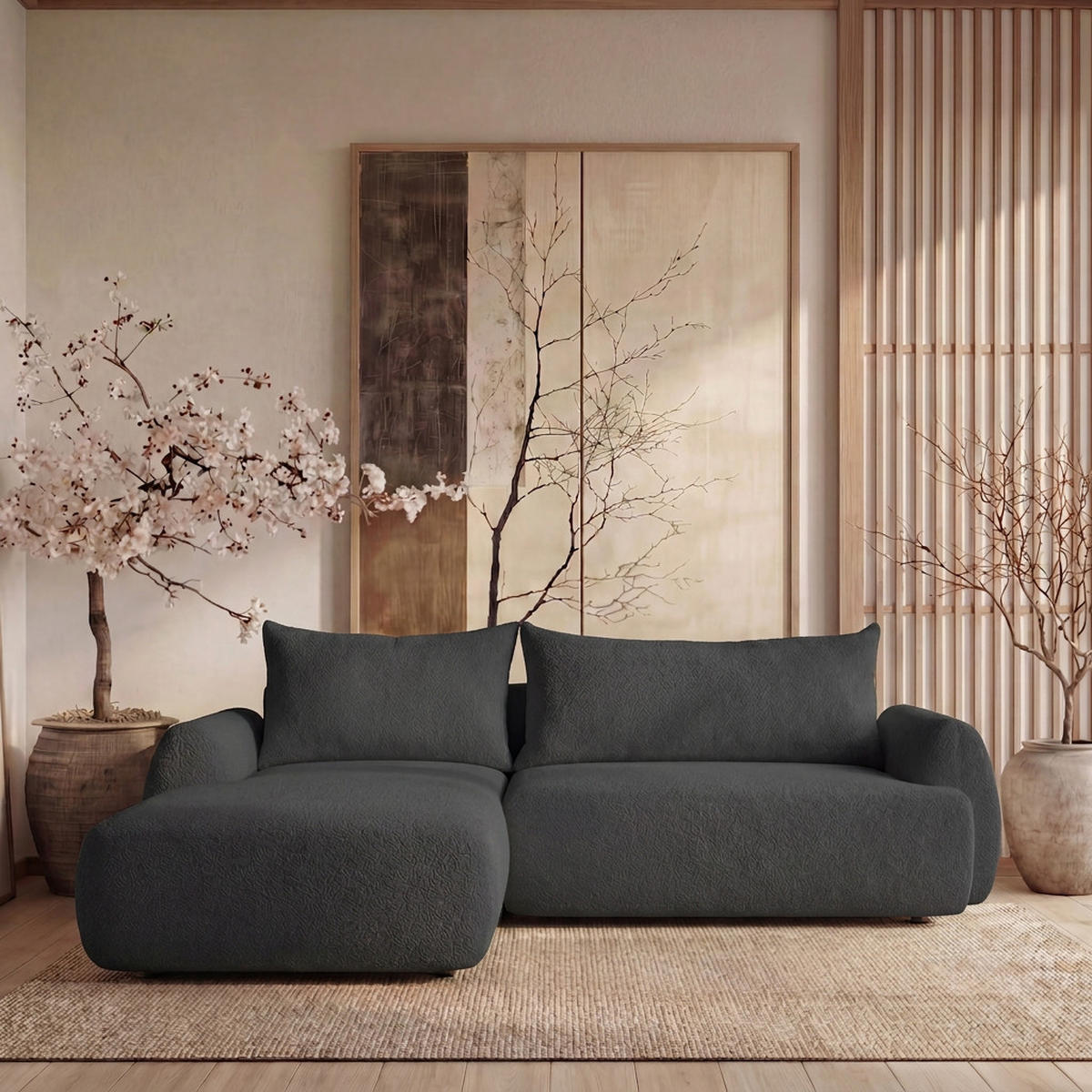 ECKSOFA MUNDUK II mit Schlaffunktion, Graphit - Graphitfarben, Textil (260/184cm) - Fedve