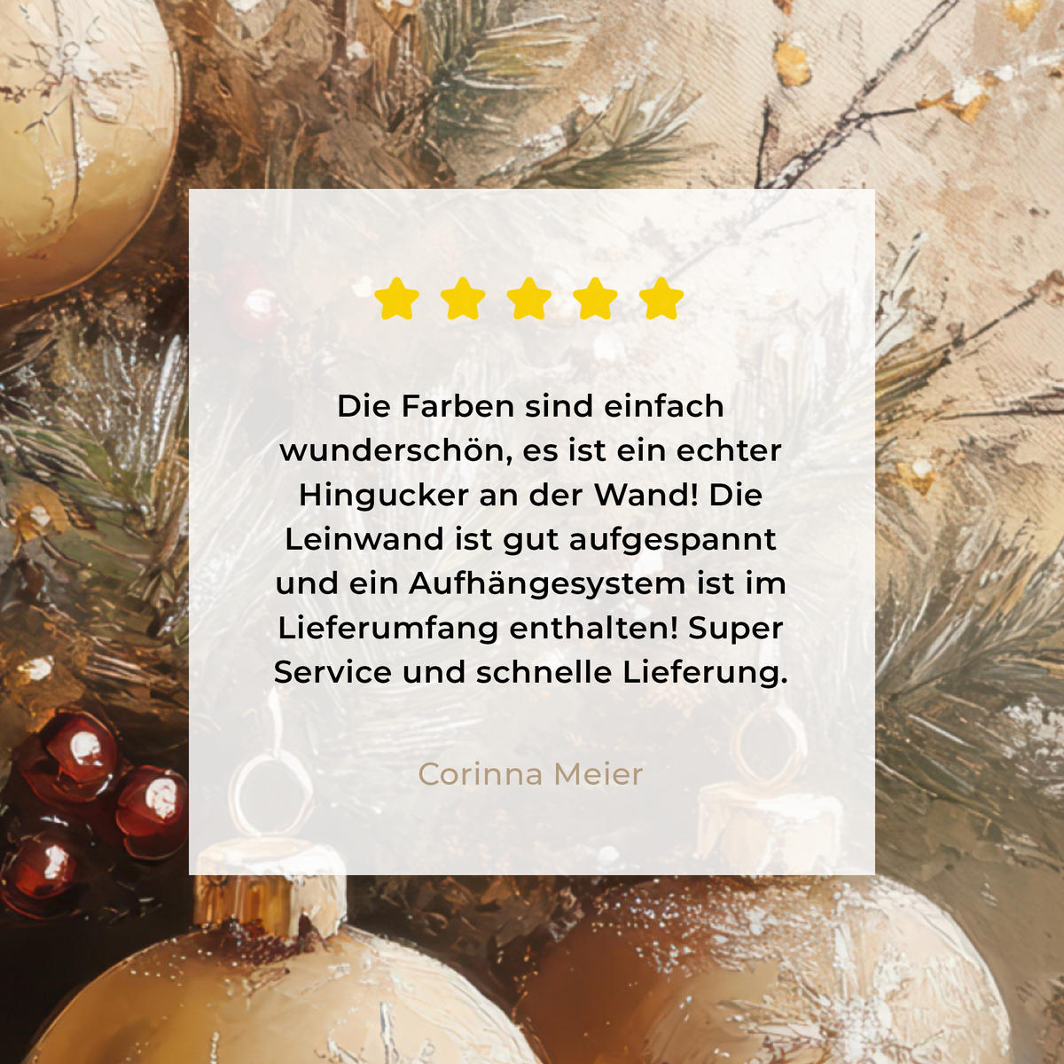 LEINWANDBILD Weihnachten - Kugeln - Beige - Gold 90x90 cm - Goldfarben, Textil (90/90cm) - MuchoWow