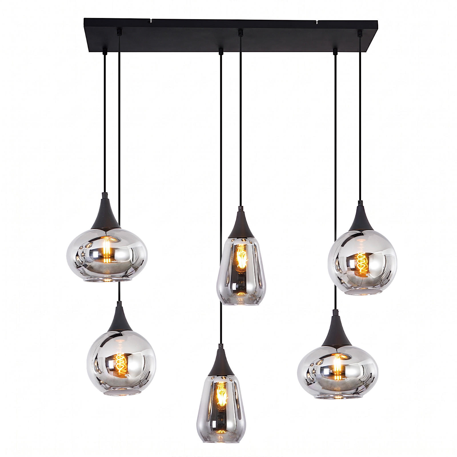 PENDELLEUCHTE Krellon 85/20/150 cm - Schwarz, Glas/Metall (85/20/150cm) - ZMH