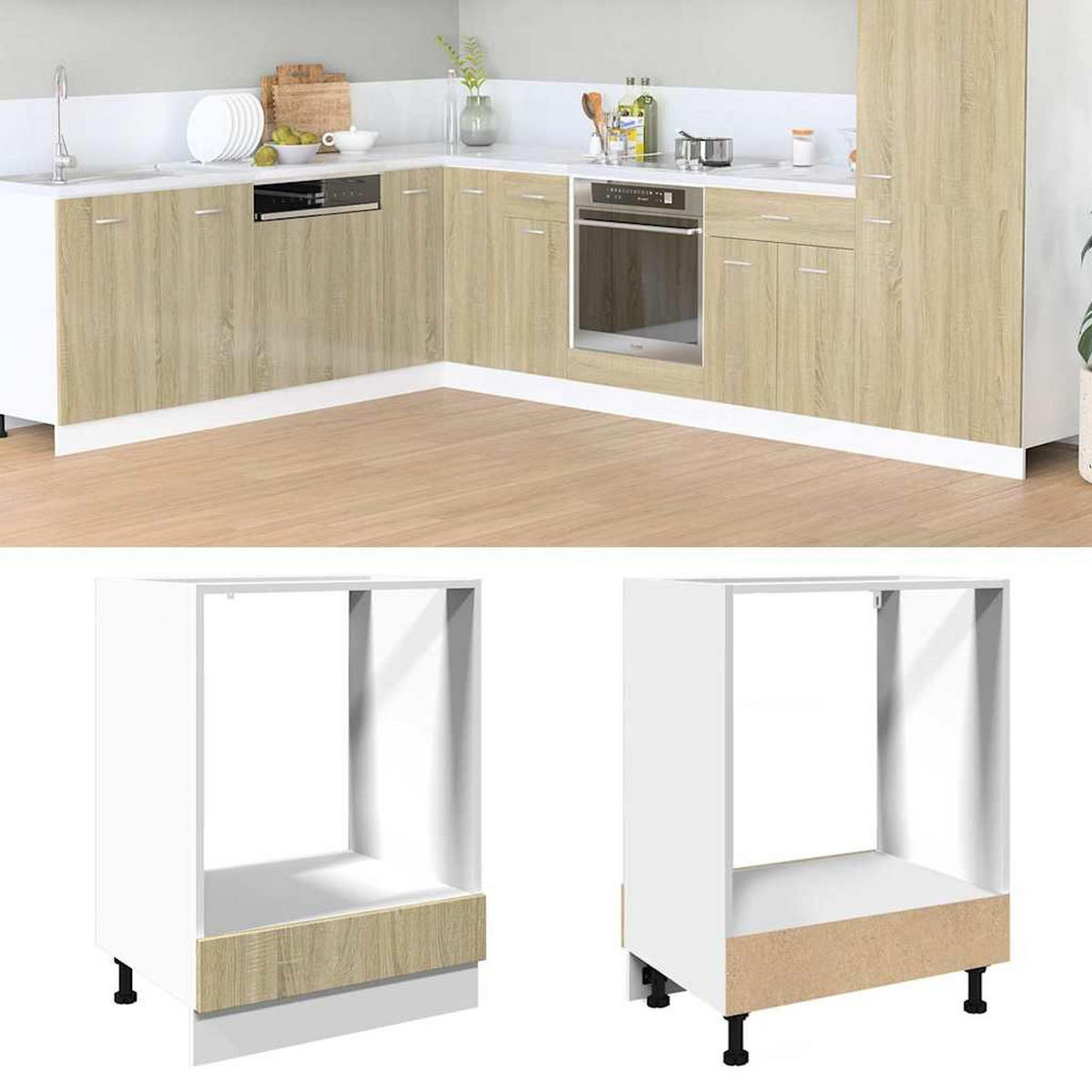 HERDUMBAUSCHRANK Sonoma-Eiche 60/46/81,5 Cm Holzwerkstoff - Sonoma Eiche, Holzwerkstoff (46/81.5/60cm) - vidaXL
