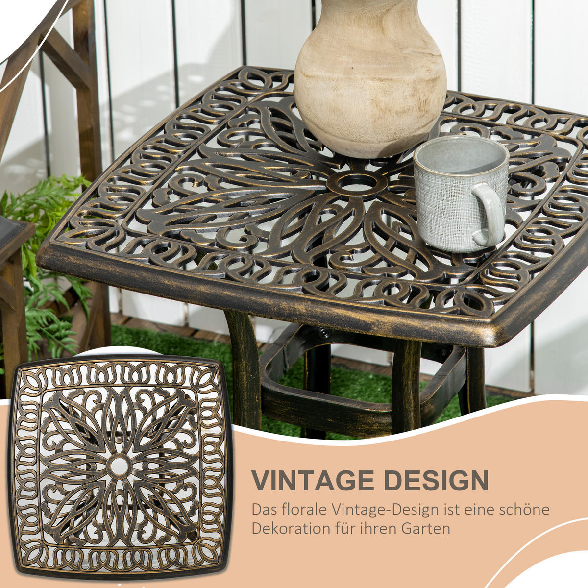 GARTENTISCH bronzefarben 54.0/54.0/52.5cm - Bronzefarben, Metall (54/54/52.5cm)