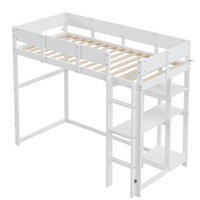 HOCHBETT 90/200 cm mit Ablageregal, Schutzgeländern und Lattenrost aus em Kiefern Holzwerkstoff, Weiß - Weiß, Holzwerkstoff (90/200cm) - Redom