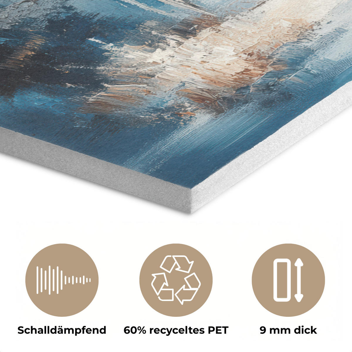 AKUSTIKBILD Wald - Winter - Natur - Abstrakt - Schnee Akustikpaneele 90x60 cm - Weiß, Kunststoff (90/60/0.9cm) - MuchoWow