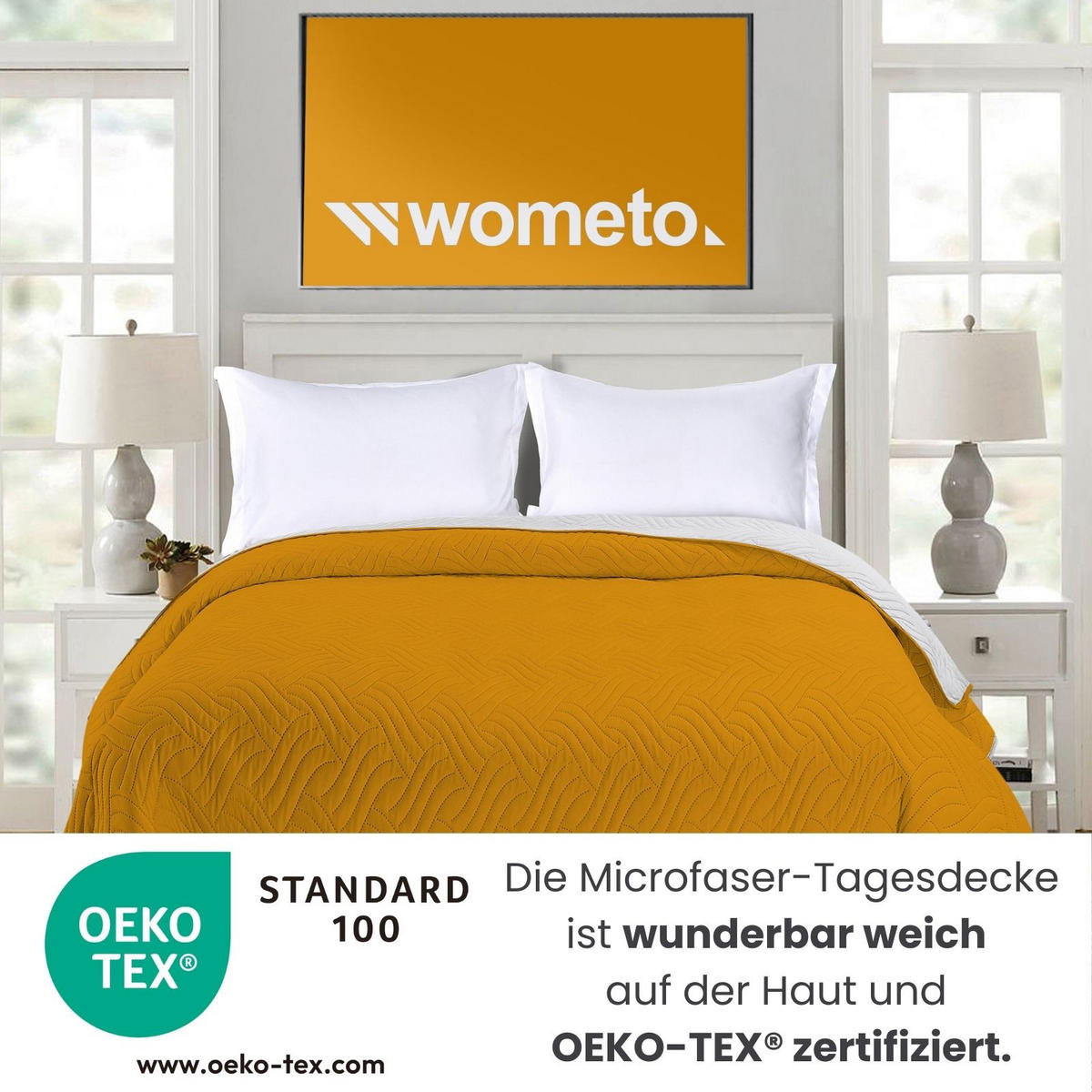 TAGESDECKE Wende-Design gelb 220/240 cm Duo-Color - Gelb, Textil (220/240cm) - wometo