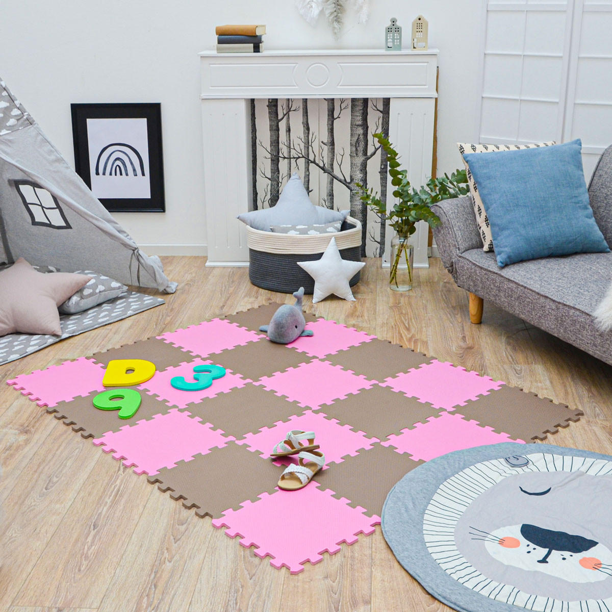 SPIELMATTE ab Null - 180/90/1 cm Puzzlematte Pink - Multicolor, Kunststoff (30/30cm) - Littletom