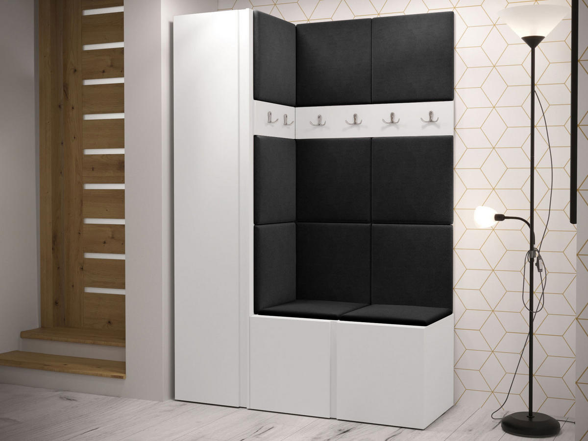 GARDEROBEN-SET Orion IX - Anthrazit/Weiß, Holzwerkstoff/Kunststoff (124/186/46cm) - MIRJAN24