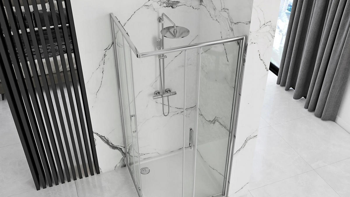 DUSCHKABINE Rea Punto 80x80 ohne Duschwanne - Chromfarben, Glas (78/78/190cm) - REA