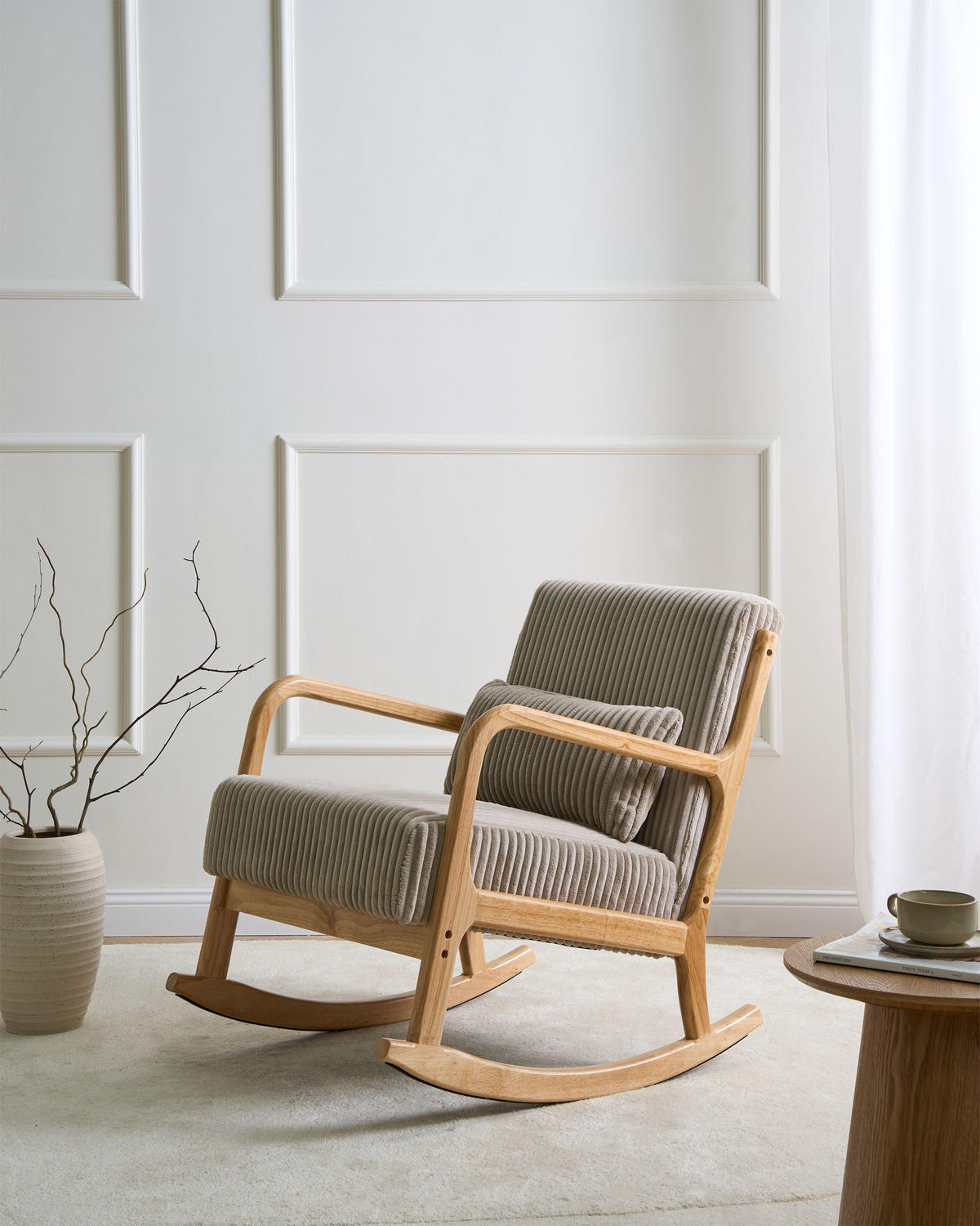 SCHAUKELSESSEL Hellbraun Sorsele - Hellbraun/Beige, Textil (65/79/81cm) - Beliani