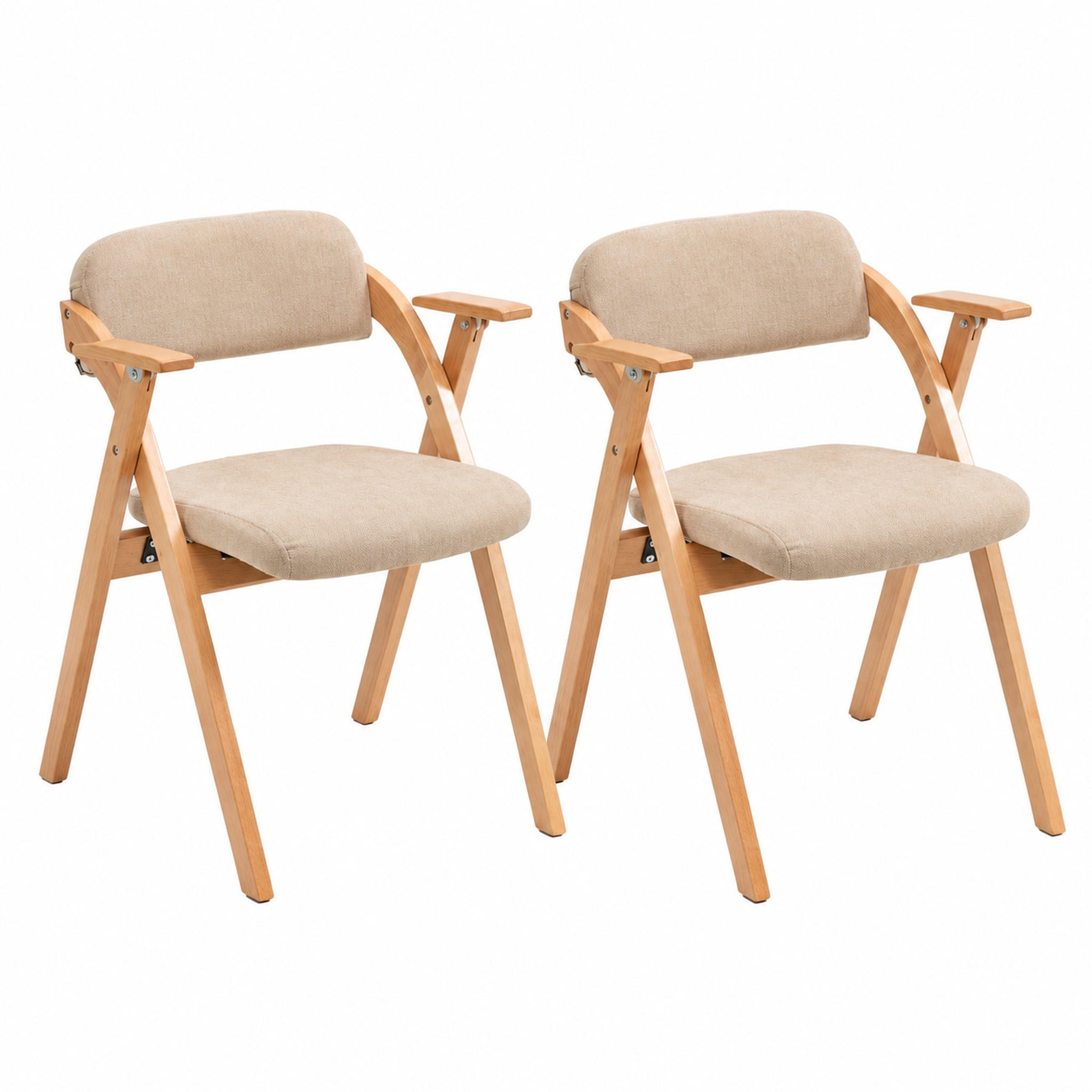 KLAPPSTUHL mit Armlehnen 2er-Set Buchenholz Khaki - Braun, Holz (60/79/52.5cm) - Meubliv