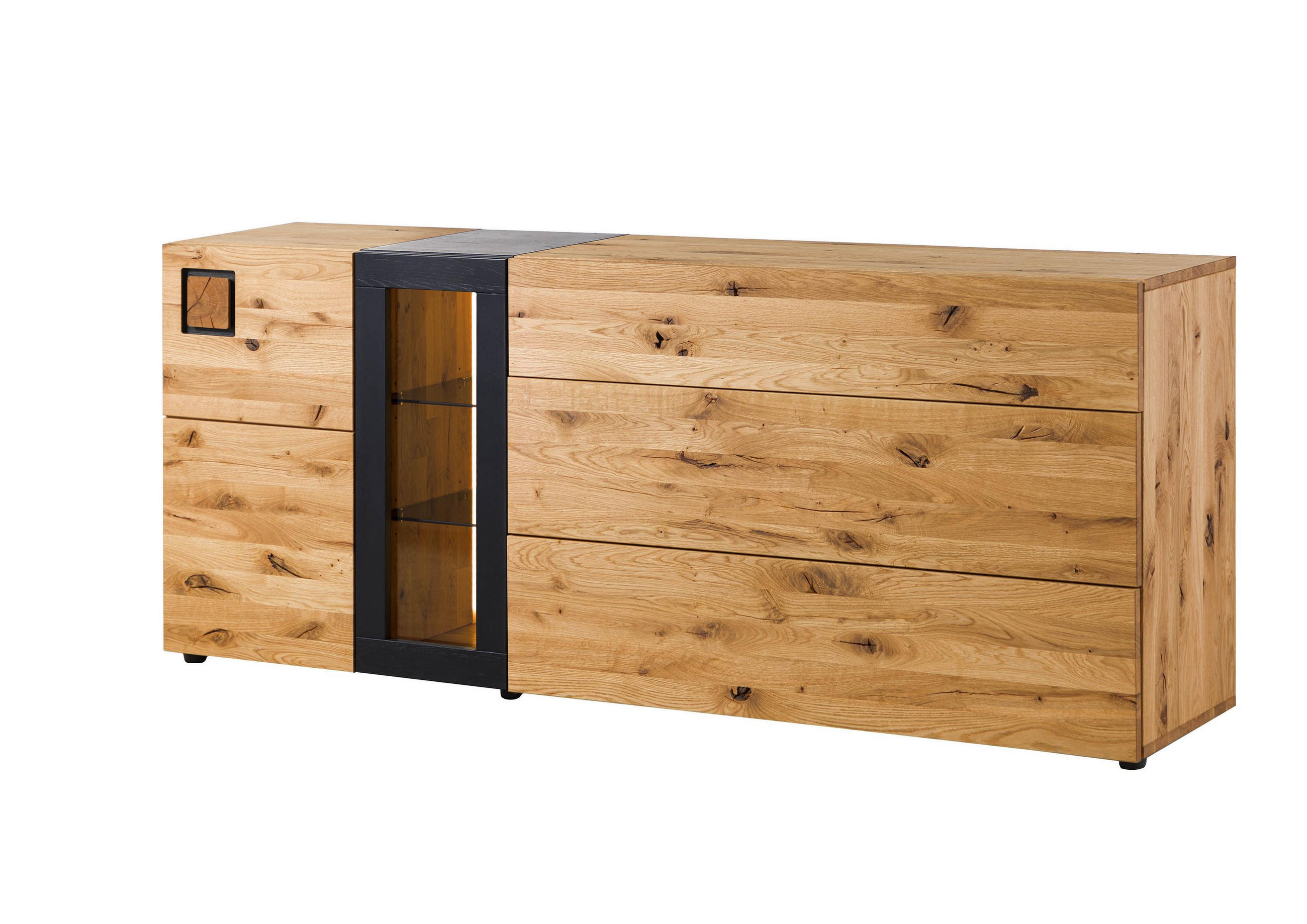 SIDEBOARD Wildeiche 160x43,5x80 natur geölt/lackiert KITZBÜHEL #126 - Braun, Holz (160/80/44cm) - Massivmoebel24