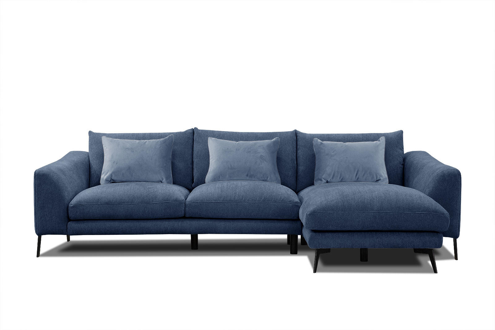 ECKSOFA WINTER 4-Sitzer, dunkelblau - Schwarz/Dunkelblau, Holzwerkstoff/Textil (293/172cm) - Courtois Laville