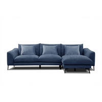 ECKSOFA WINTER 4-Sitzer, dunkelblau - Schwarz/Dunkelblau, Holzwerkstoff/Textil (293/172cm) - Courtois Laville