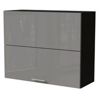 KÜCHENHÄNGESCHRANK Essen W8B/90-AV Grau Hochglanz / Schwarz Matt 90 / 32,5 / 72cm - Schwarz/Grau, Holz/Holzwerkstoff (90/72/32.5cm) - Feldmann-Wohnen