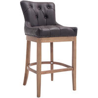 BARHOCKER Echtleder braun - Naturfarben/Braun, Leder/Holz (55/109/57cm) - CLP