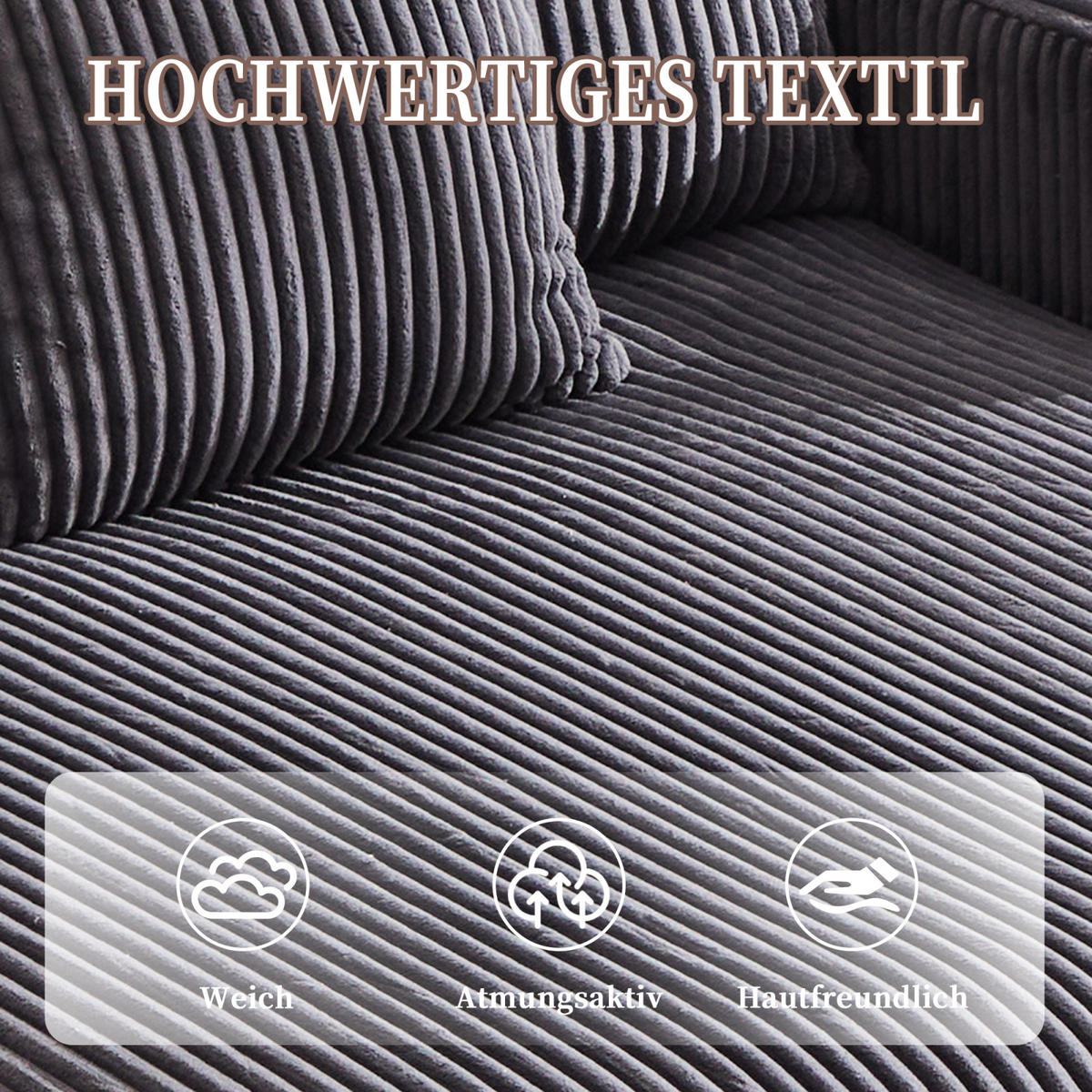 SCHLAFSOFA,SCHLAFCOUCH Grau, Cordbezug mit Beleuchtung&USB und Getränkehalter - Grau, Textil (142/85/128cm) - PARAFTA HOME
