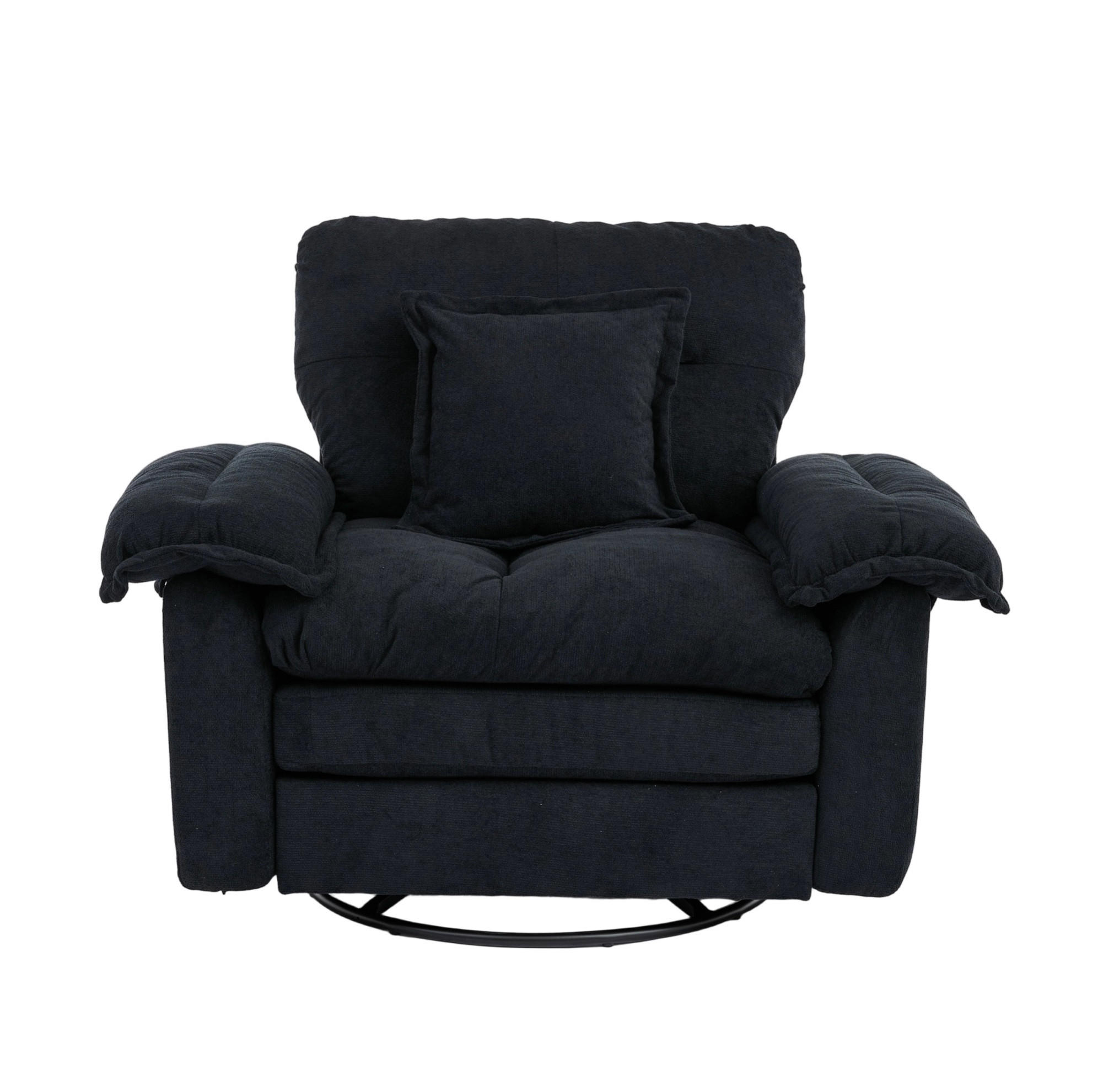SESSEL in Schwarz mit 360°-Drehfunktion und Chenillebezug,84/116/96 cm - Schwarz, Textil (84/96/116cm) - Flora Grace