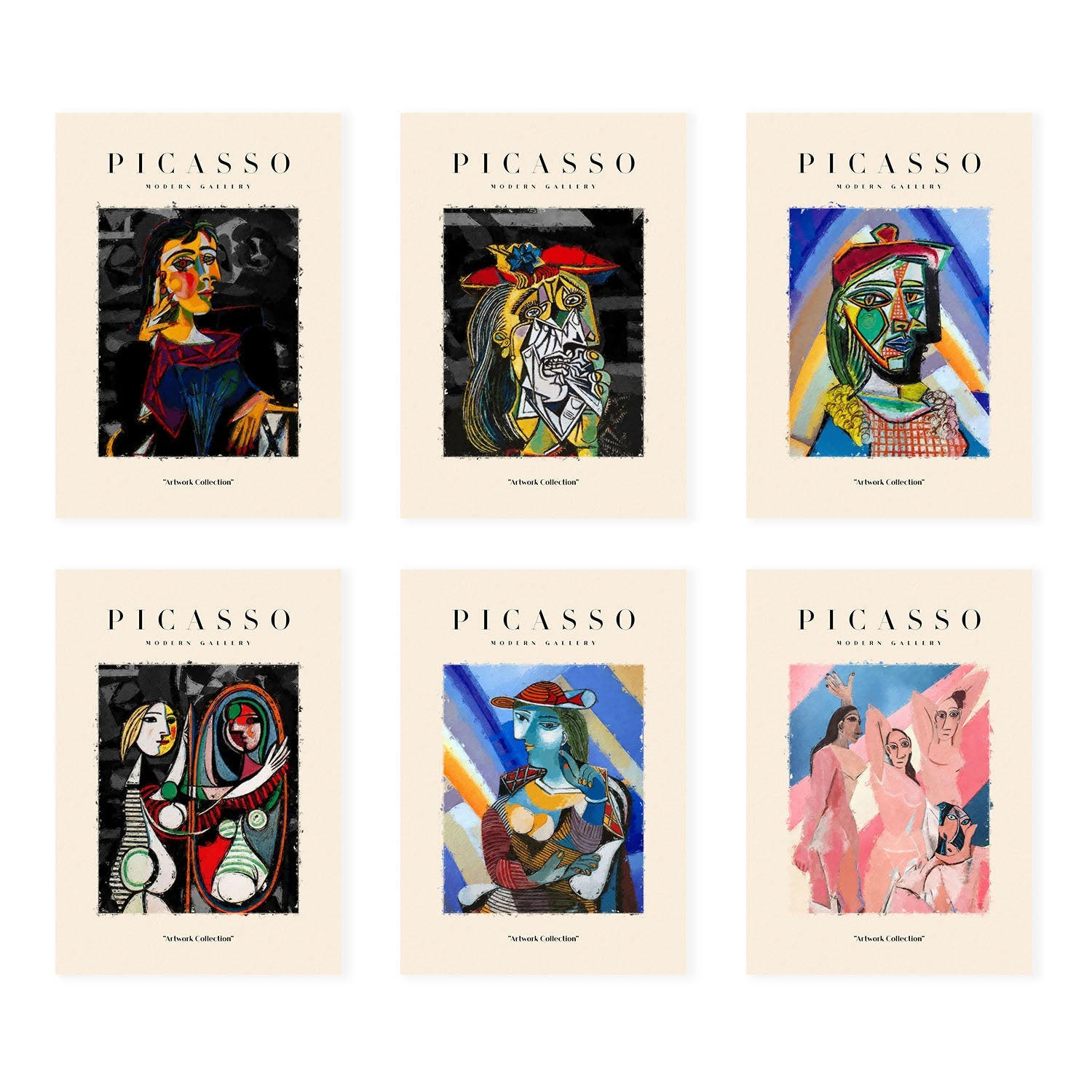 POSTER Set Mit 6 Illustrationen Von Pablo Picasso Licht Schatten A3 Rahmenlos - Klar, Papier (29/3cm) - Nacnic