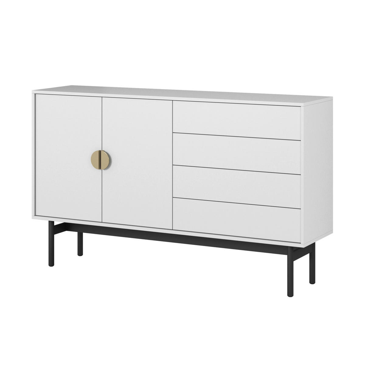 KOMODA Stoon II 2-dverová 154 cm - čierna/biela, kov/kompozitné drevo (154/93/38cm) - Selsey