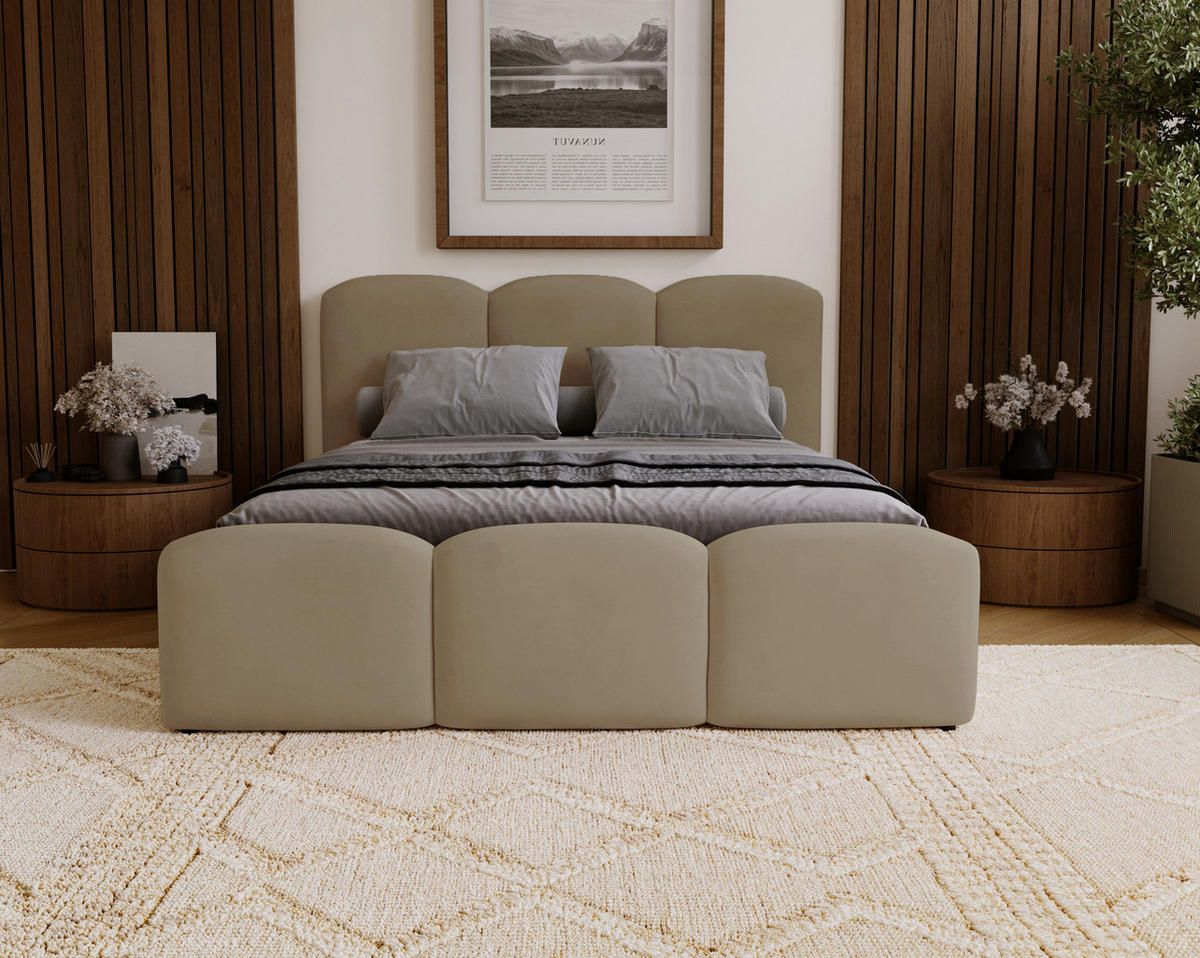 POLSTERBETT 160x200 cm Capri mit Bettkasten, Samt, Braun - Braun, Holz/Textil (160/200cm) - Emporius