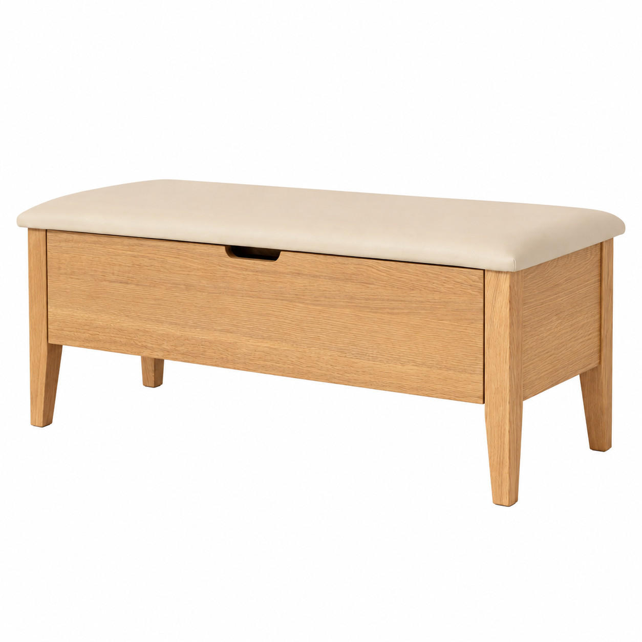 SITZBANK Oslo 110 cm, Eiche Natur, Leder Beige - Beige, Holz (110/43/43cm) - WOODEK