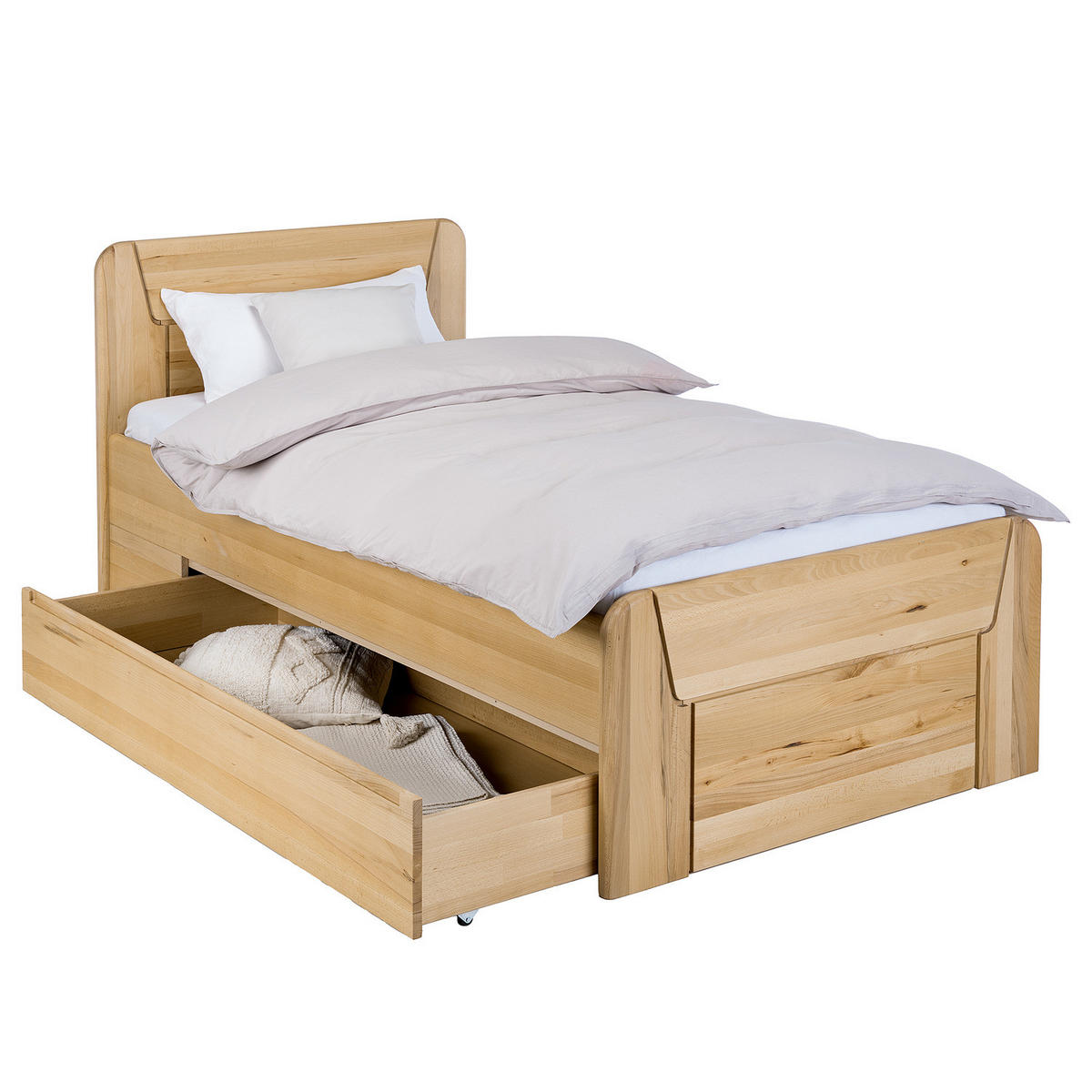 MASSIVHOLZBETT - Kernbuche, Holz (100/200cm) - home24