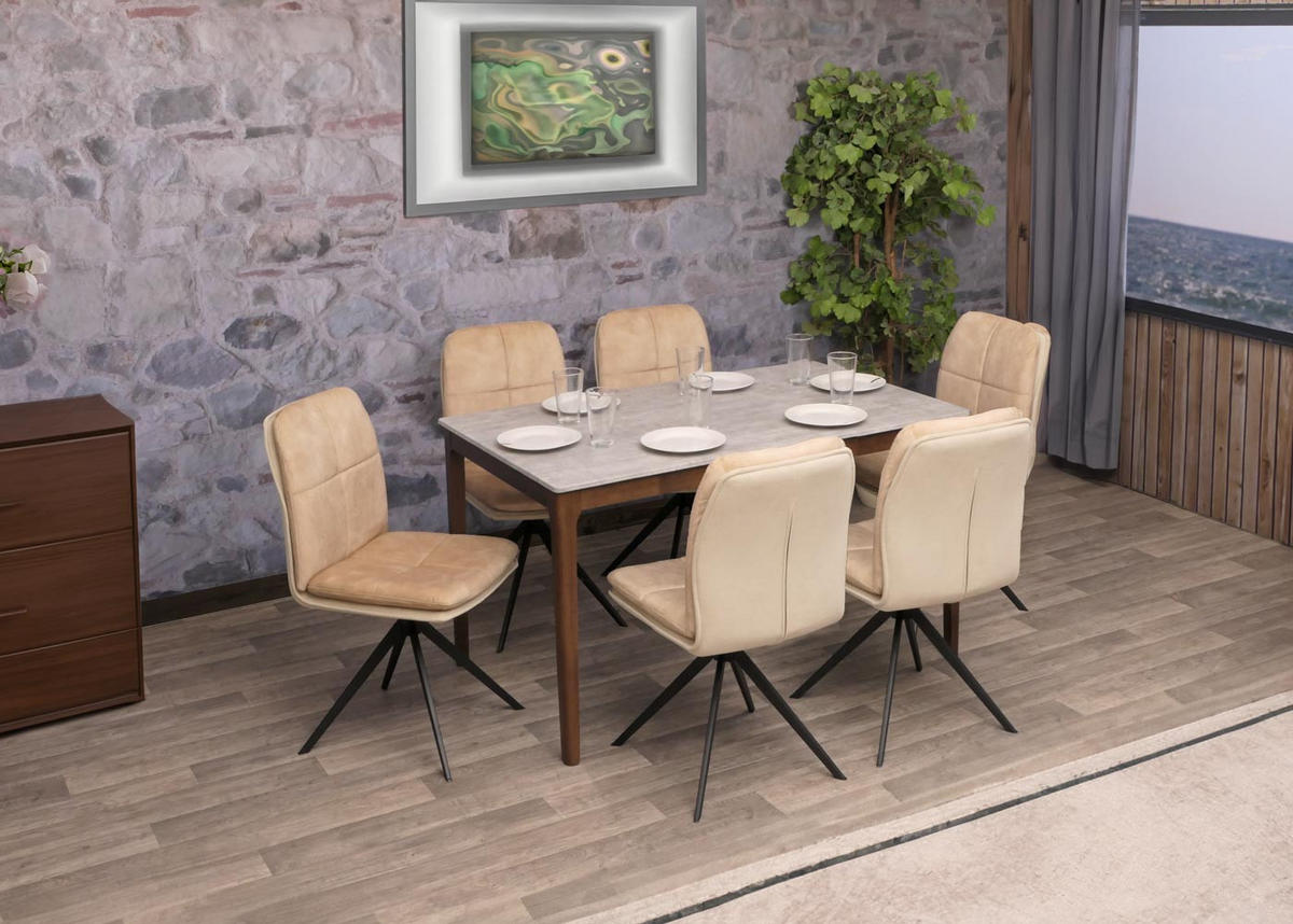 ESSZIMMERSTUHL Beige 6er-Set - Beige, Textil (47/90/56cm) - MCW