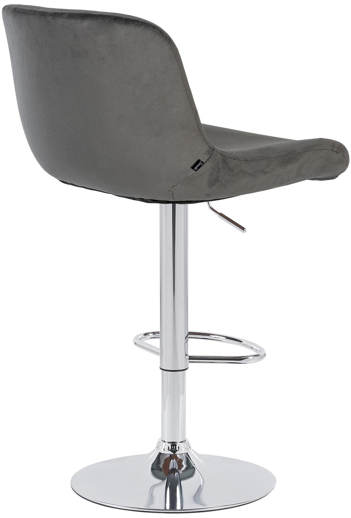 BARHOCKER 2er Set Samt Dunkelgrau - Chromfarben/Dunkelgrau, Textil/Metall (50/85/50cm) - CLP