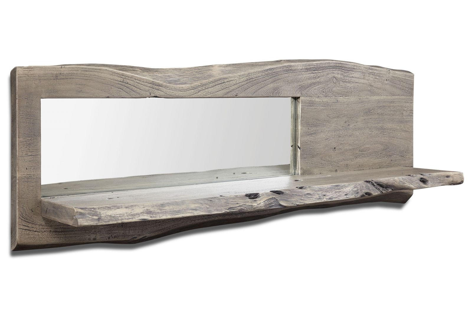 WANDREGAL Akazie 121x22x38 grau lackiert PURE ACACIA #905 - Grau, Holz (121/38/22cm) - Massivmoebel24