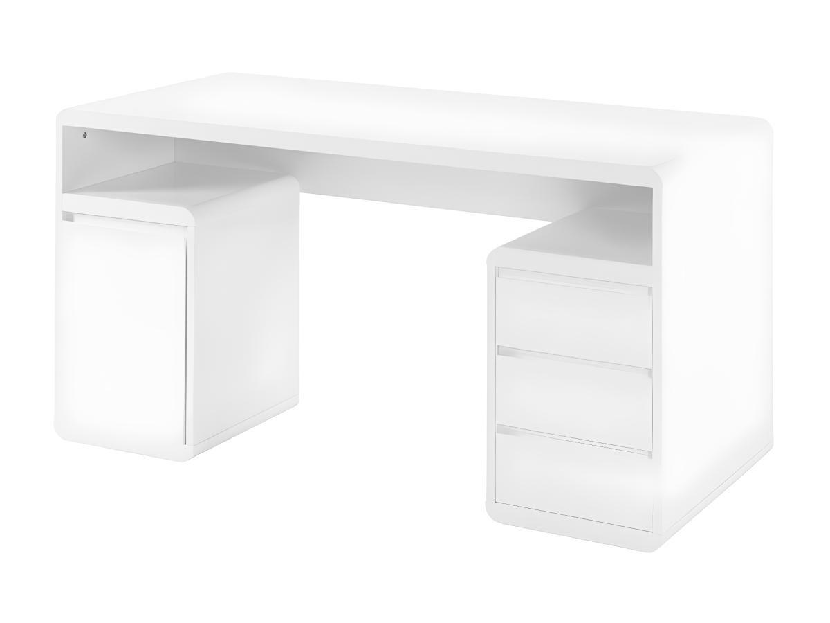 SCHREIBTISCH mit Stauraum - MDF - Weiß lackiert - SERGUEI - Weiß, Holz (140/60/76cm) - Vente-Unique