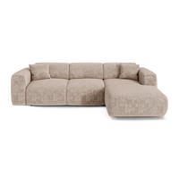 ECKSCHLAFSOFA Geprägter Samt Beige 283cm - Beige, Textil (283/180cm) - Sia Home