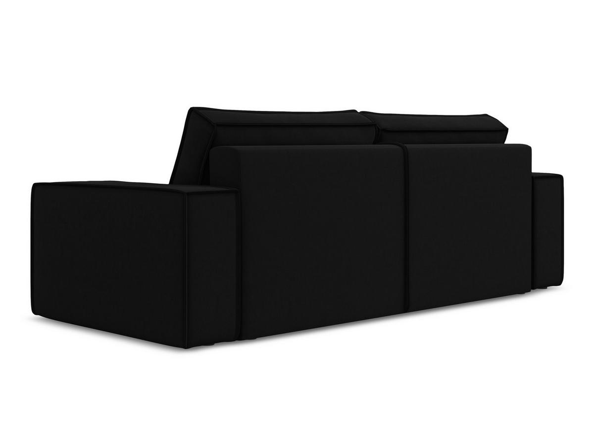 3-SITZER SOFA mit Schlaffunktion Samt Stoff Schwarz - Schwarz, Kunststoff/Textil (255/85/105cm) - Makamii