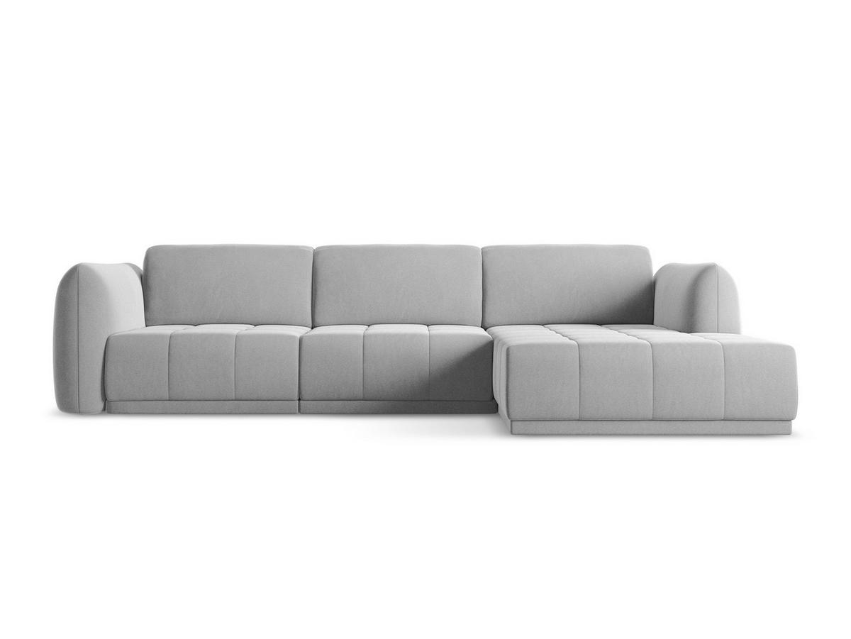 ECKSOFA Rechts Samt Stoff Grau - Schwarz/Grau, Kunststoff/Textil (290/170cm) - Makamii