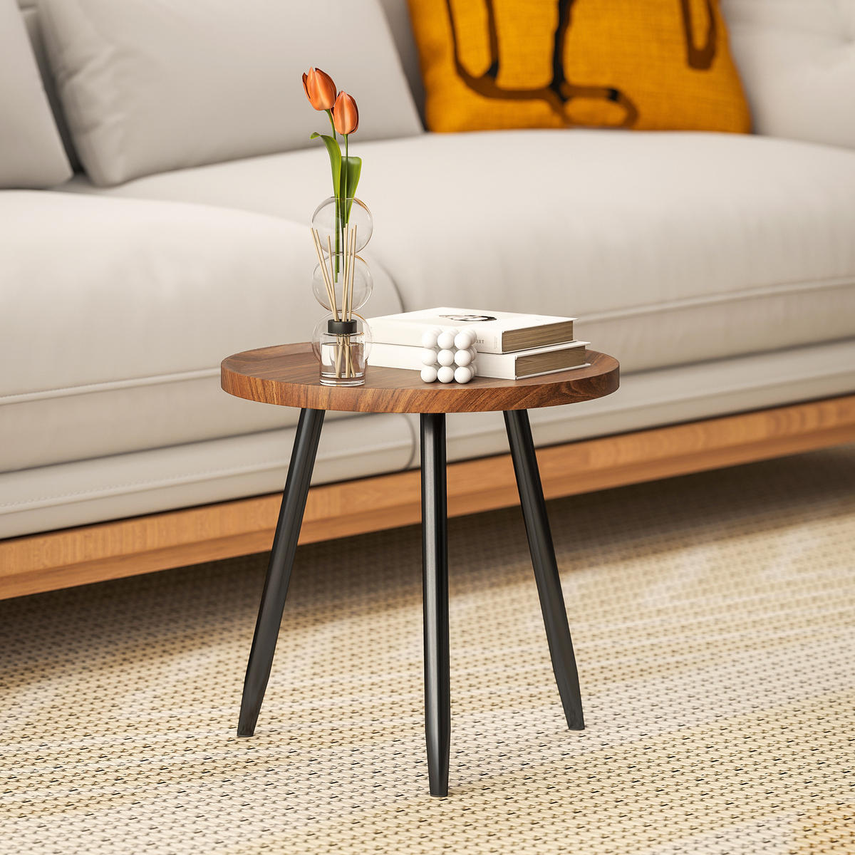 COUCHTISCH DE-15788 mit erhöhtem Rand Nussbaum - Naturfarben, Holzwerkstoff (40/40/39cm) - ComfortXL