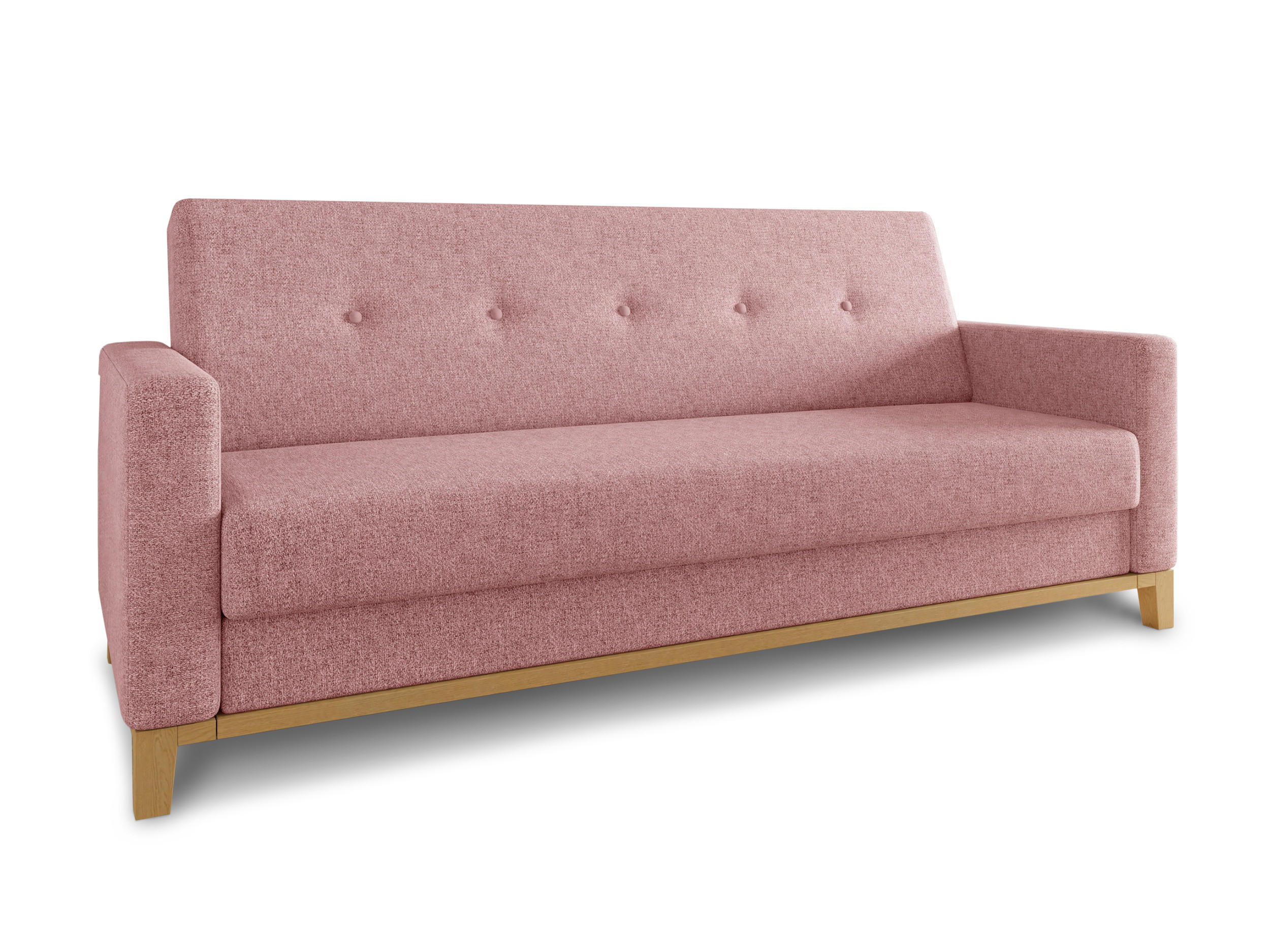 SCHLAFSOFA Wood - Beige/Rosa, Holz/Textil (215/89/89cm)