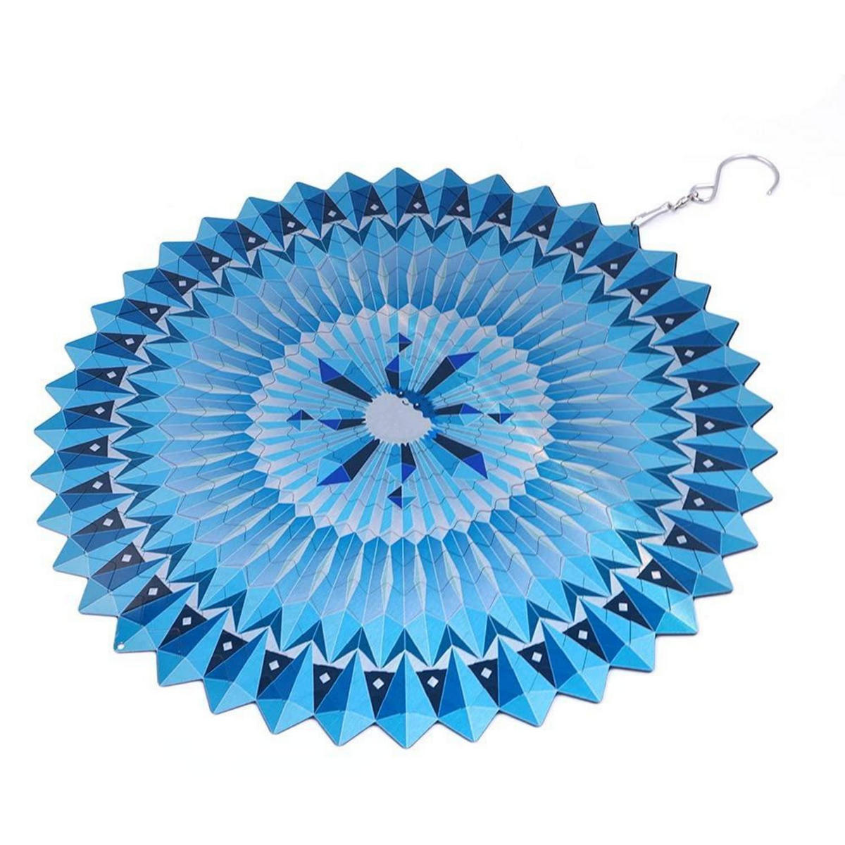 WINDSPIEL Edelstahl Blau Geometrisch Rotierend - Blau, Metall (30/30/30cm)