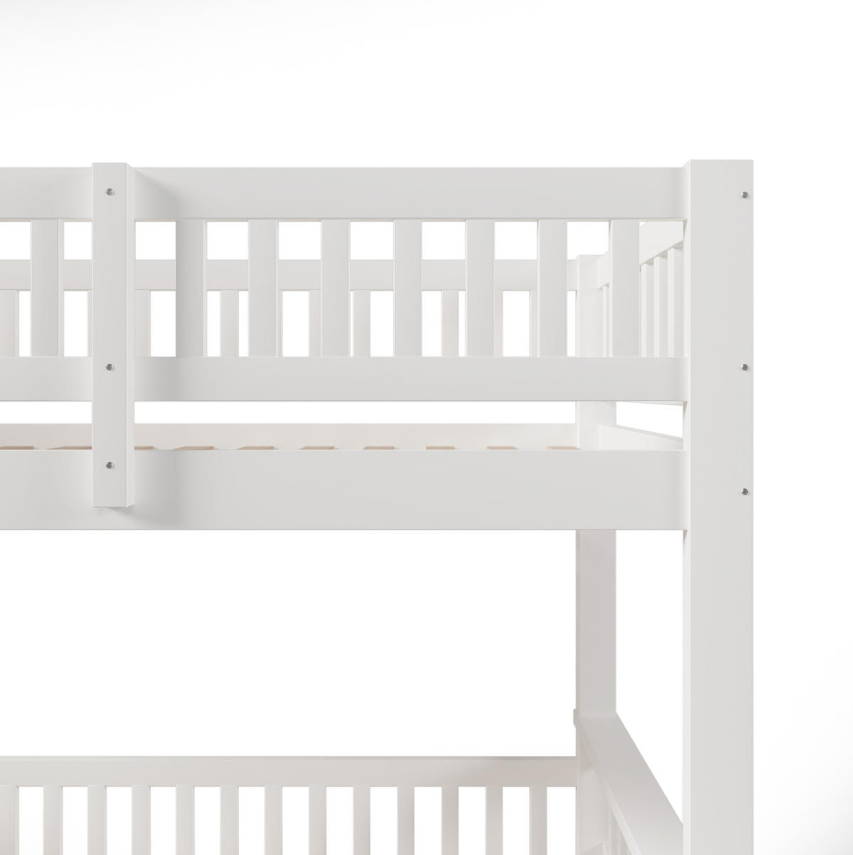 ETAGENBETT 90/200 cm + 140/200 cm, Weiß mit Leiter und Bettgitter ohne Matratze - Weiß, Holz (140/200cm) - MIVRAY