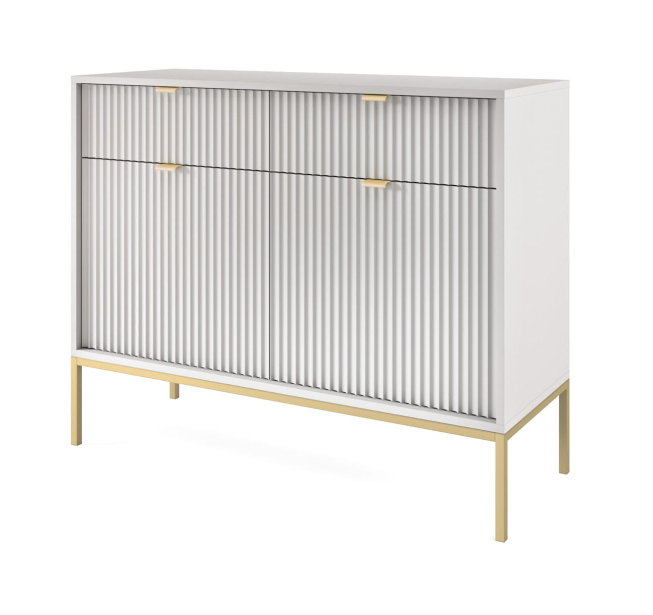 SIDEBOARD 104 cm mit Schubladen Galla, Sideboard, Grau + Gold - Goldfarben/Grau, Holz (104/83/39cm) - Emporius