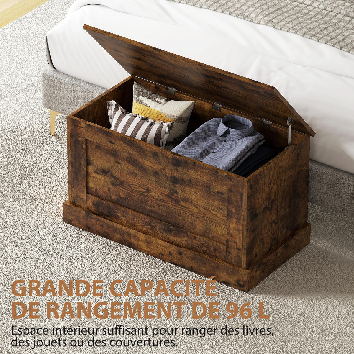 KISSENBOX DE-12530 80/40/45 cm Braun - Braun, Holzwerkstoff (40/45/80cm) - ComfortXL
