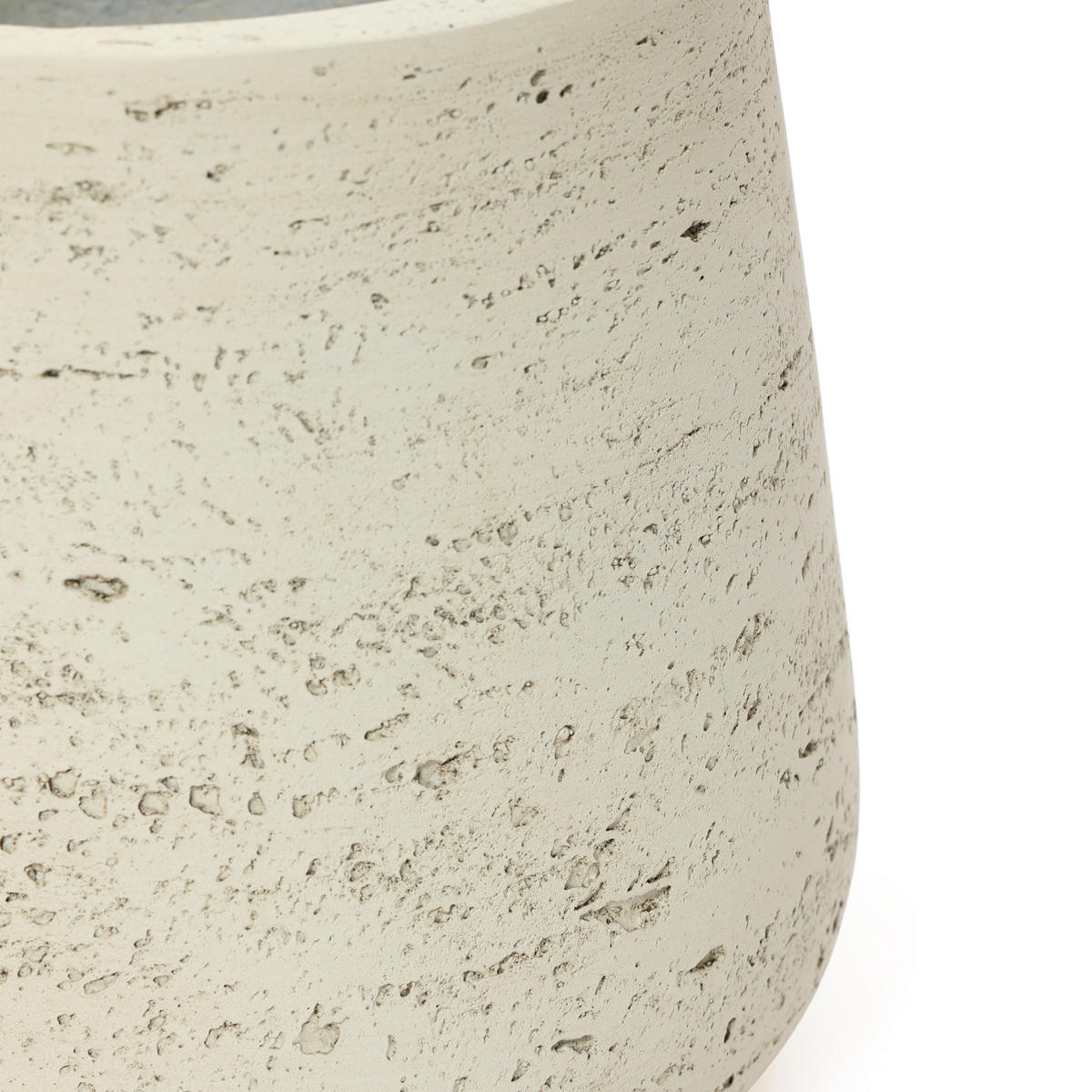 BLUMENTOPF groß & rund mit Ablaufloch, Ø 26 × H 24 cm, Creme - Weiß, Naturmaterialien (24cm) - Hometopia