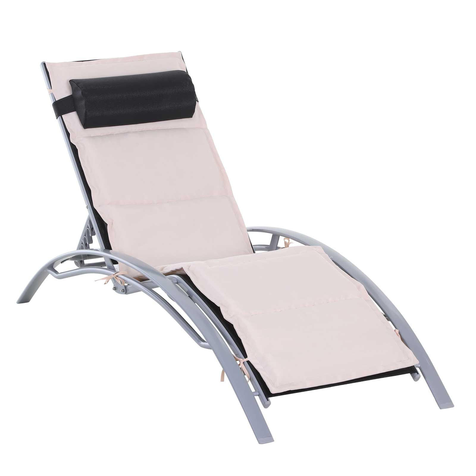 SONNENLIEGE - Creme, Kunststoff/Metall (64/82/170cm) - Outsunny