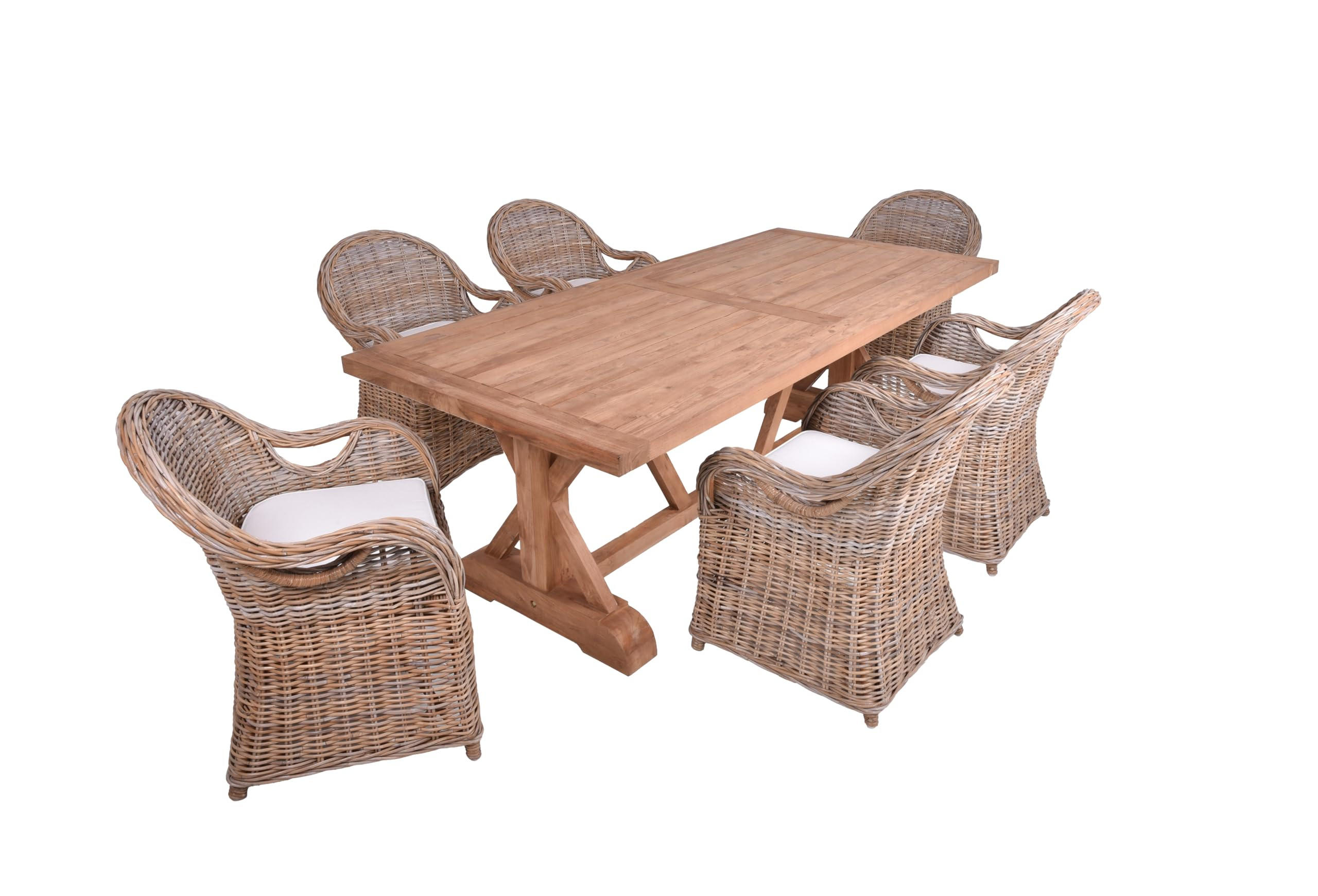 GARTEN-SITZGRUPPE Noah 7-teilig Mattbraun Gartenmöbel-Set - Braun, Holz - DELUKE