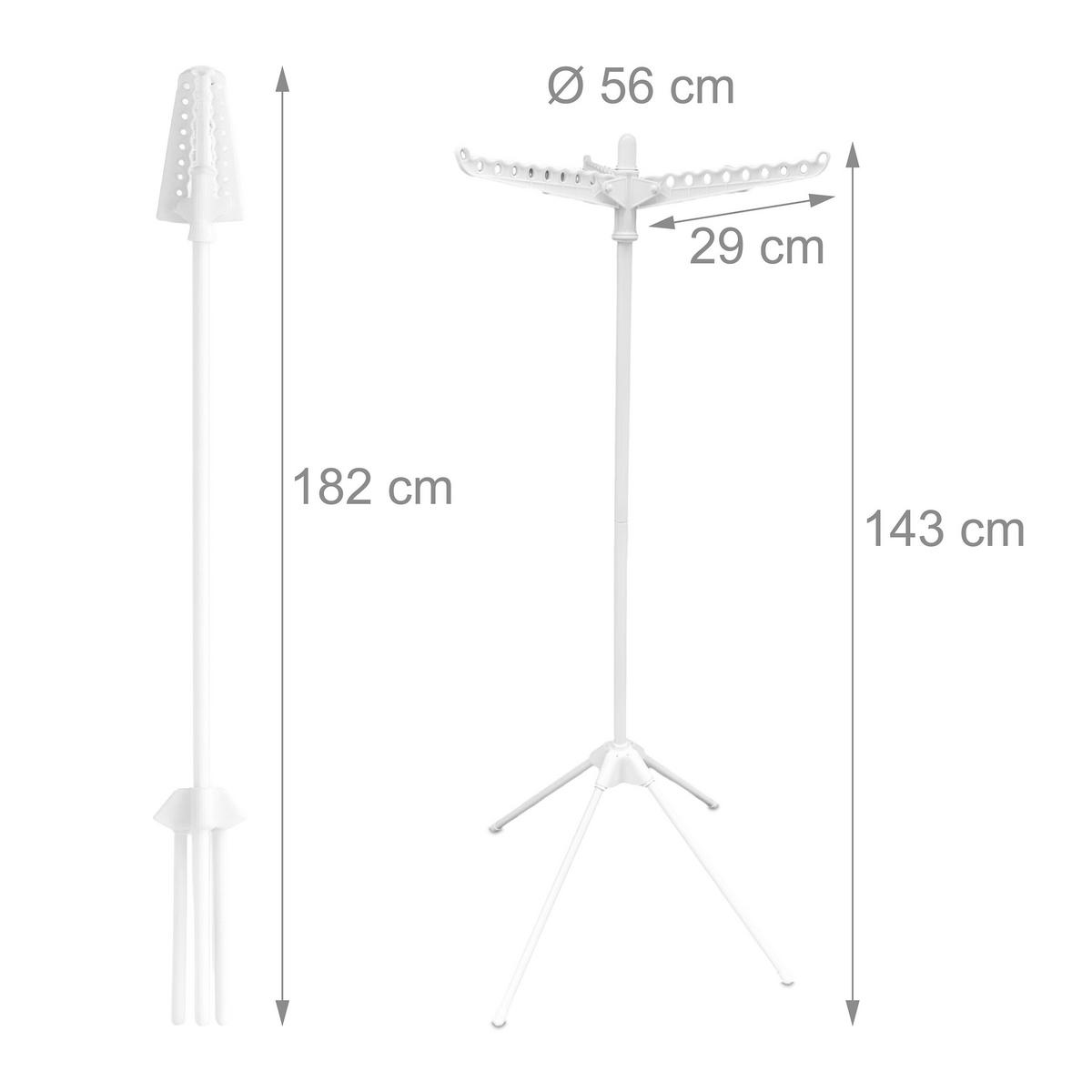 SUŠIAK na bielizeň - biela, kov/plast (56/143/56cm) - Relaxdays