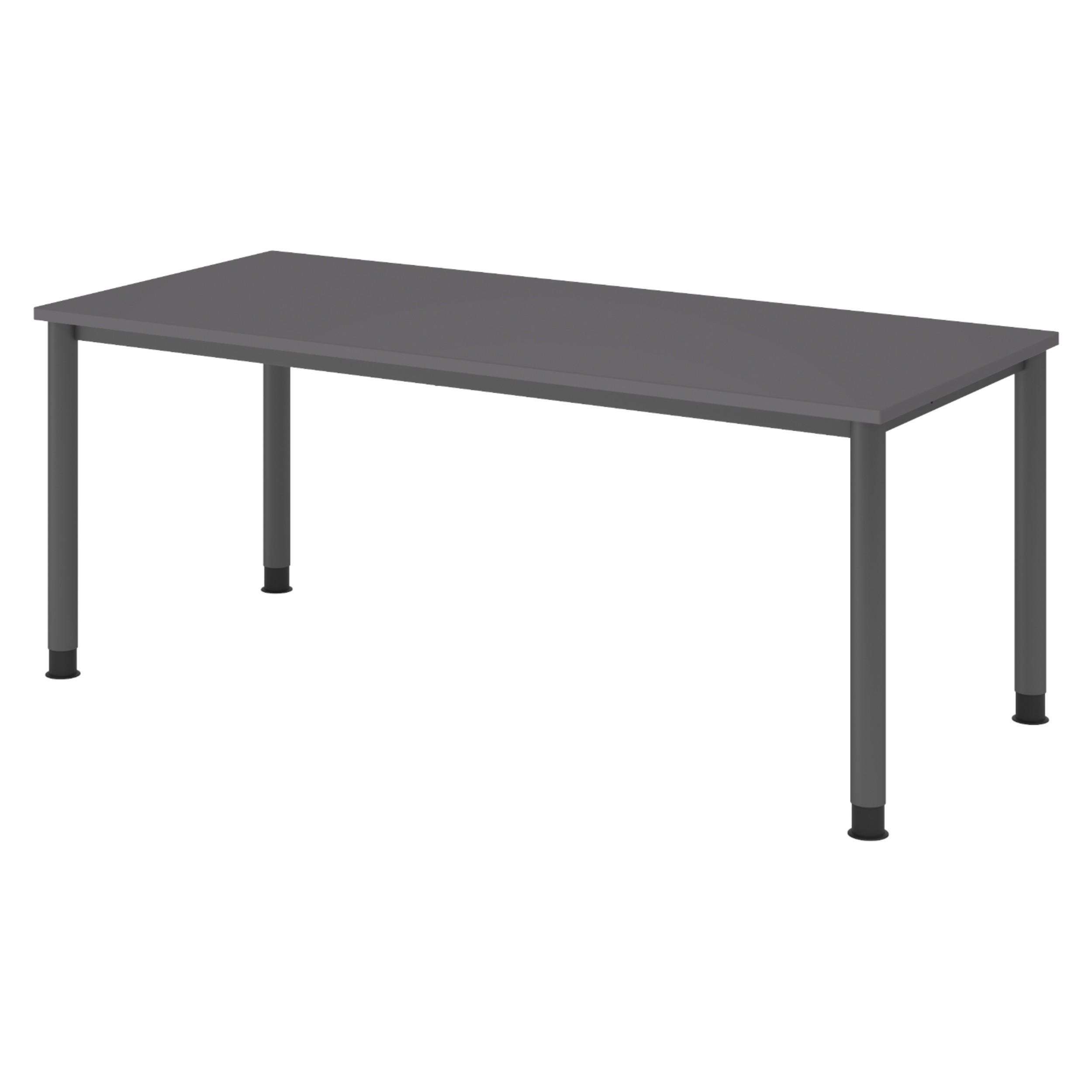 SCHREIBTISCH Serie-H Gestell: Graphit 80/180/74 cm in Graphitfarben - Graphitfarben, Holzwerkstoff (80/180/74cm) - bümö