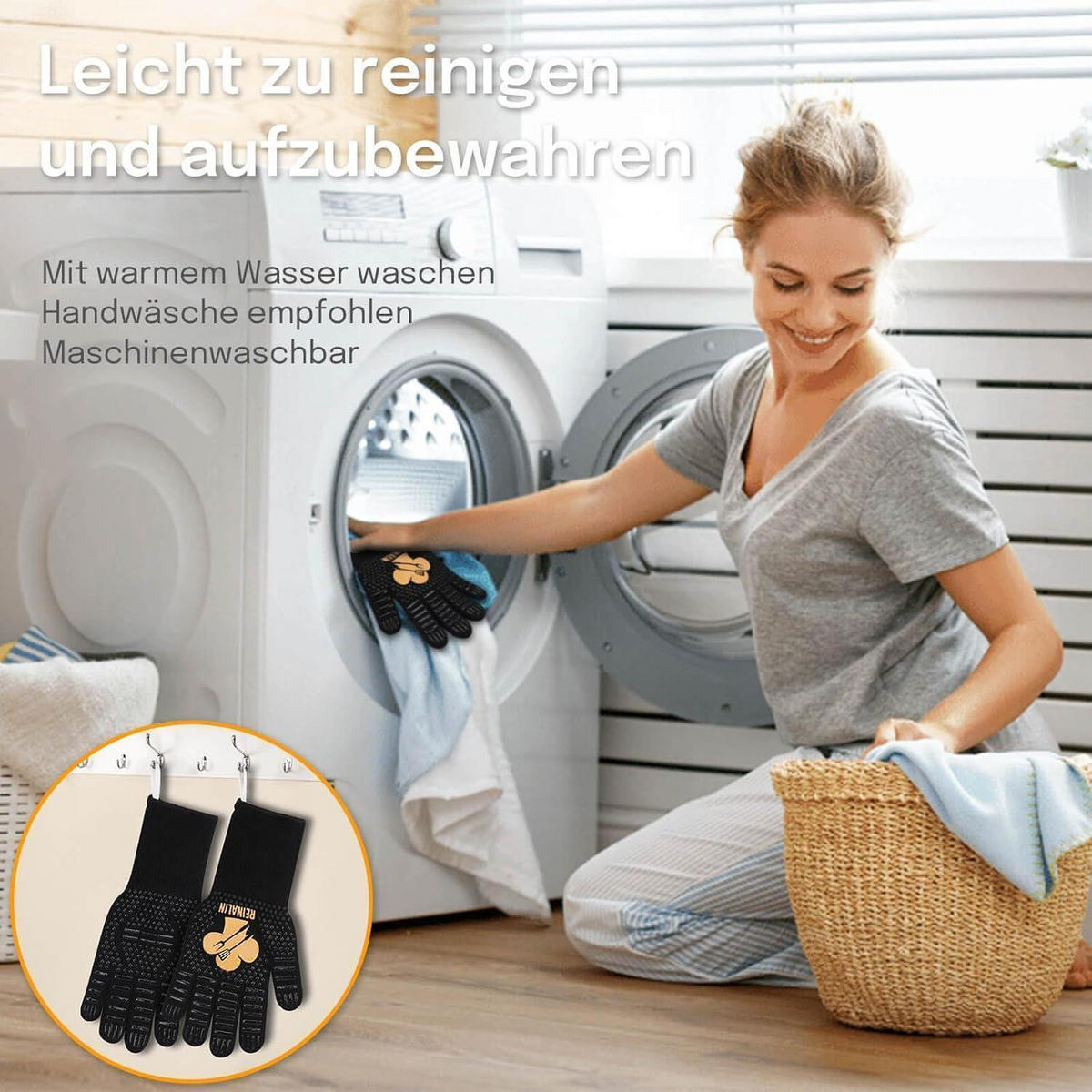 GRILLHANDSCHUHE Hitzebeständig bis 800°C Gold - Schwarz, Textil (15/3/32cm)
