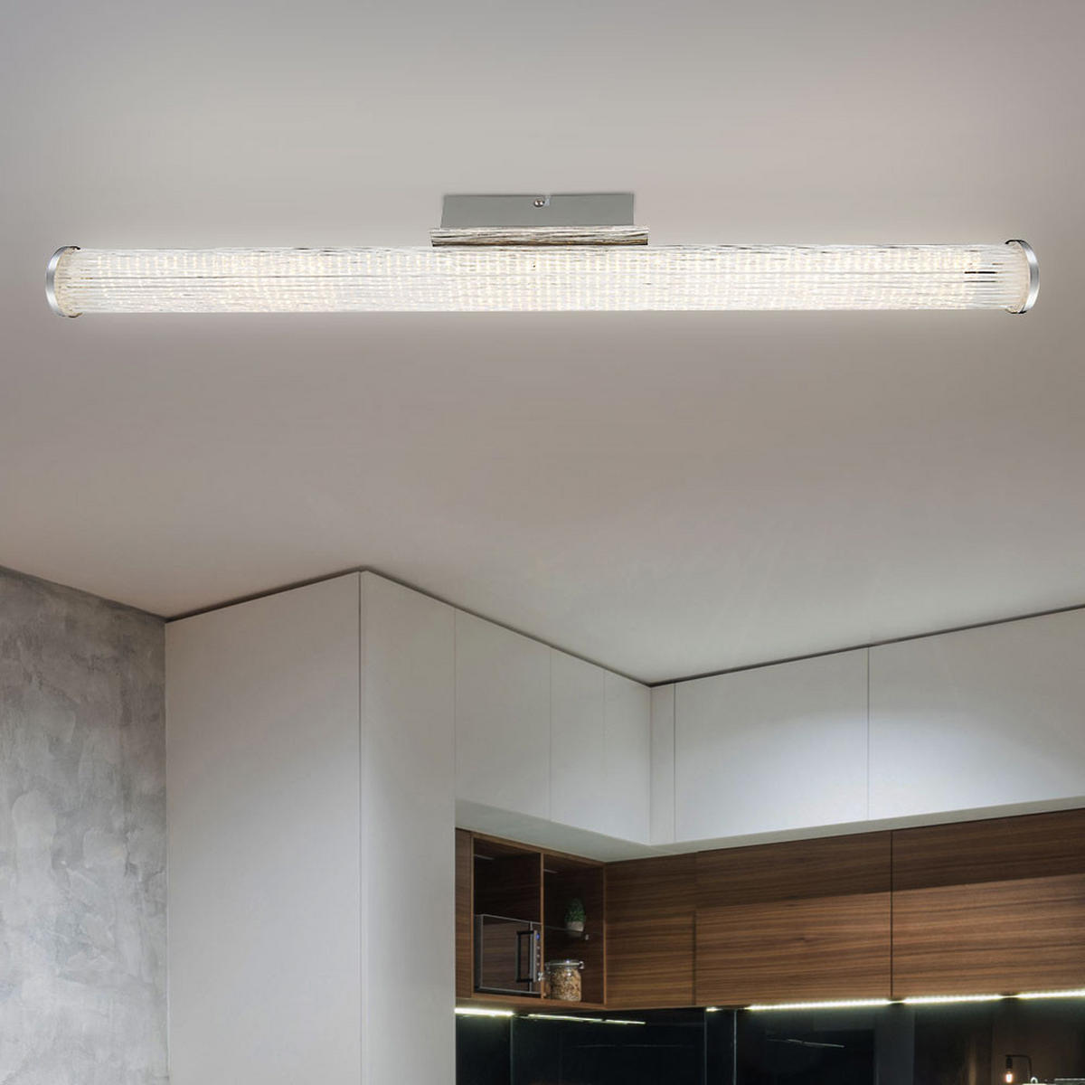 LED DECKENLEUCHTE SELINA Klar Chrom Glas - Klar, Glas (79.5/6.2/10cm) - Globo Lighting