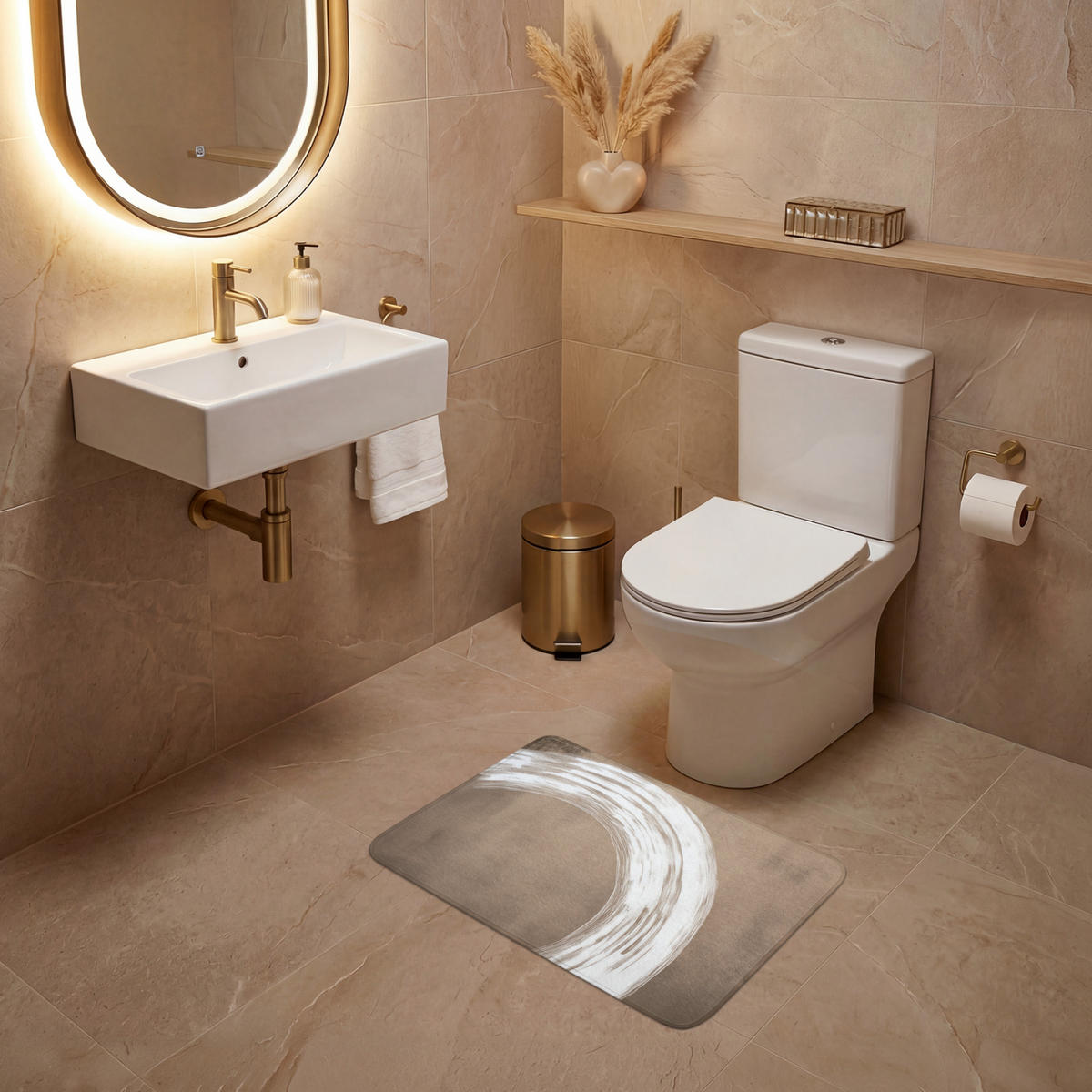 WC PŘEDLOŽKA Barva - hnědá - Japandi 60x40 cm - barva mokka, textil/plast (60/1cm) - OnlyWow