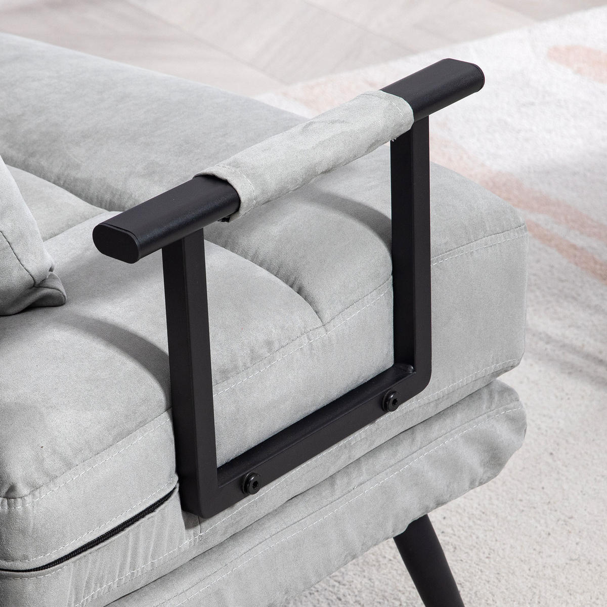 SCHLAFSESSEL 3-in-1 DE-14564 5-fach verstellbar mit Samtbezug Grau - Grau, Metall (71/97/71cm) - ComfortXL